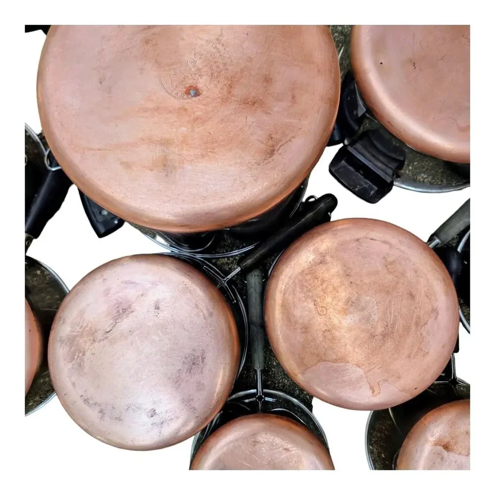 Revere Ware Vintage Copper Bottom Pots And Pans 16 Piece Stainless Cookware Lot